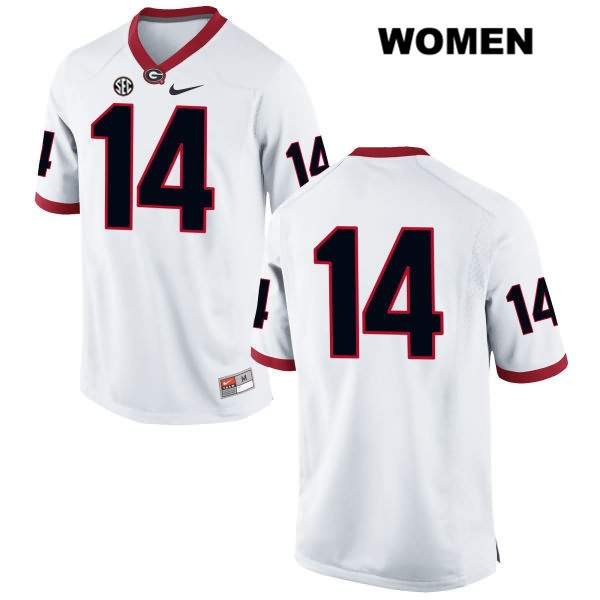 Georgia Bulldogs Women's Malkom Parrish #14 NCAA No Name Authentic White Nike Stitched College Football Jersey ICQ0256BB